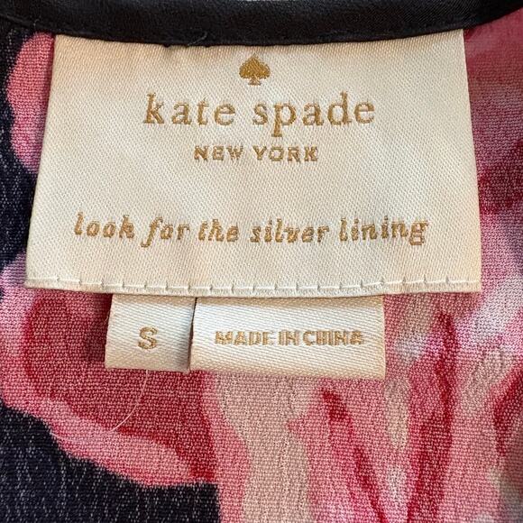 Kate Spade New York Black Pink Rambling Roses Rosa Ruffle Shift Dress Size S - Picture 4 of 5